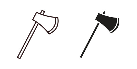 Axe icons design is in black and white, line stock illustration