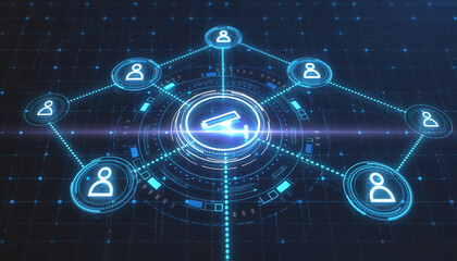 Network Connection: A digital representation of interconnected nodes, symbolizing the flow of data and communication within a network. This visual embodies connectivity and information exchange.
