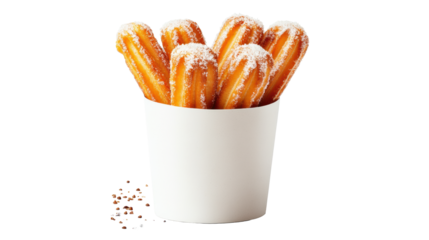 Crispy Churros in White Cup on Transparent Background