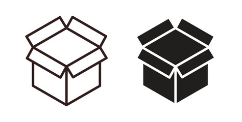Box icons design is in black and white, line stock illustration