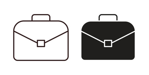 Briefcase icons design is in black and white, line stock illustration