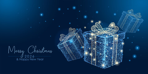Obraz na płótnie Canvas New Year background with Christmas balls gift boxes