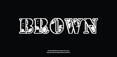 A vintage western-style display font with decorative serifs and textured details for bold, rustic designs.