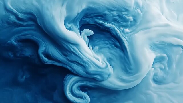 Abstract Blue Swirls of Ink in Water.