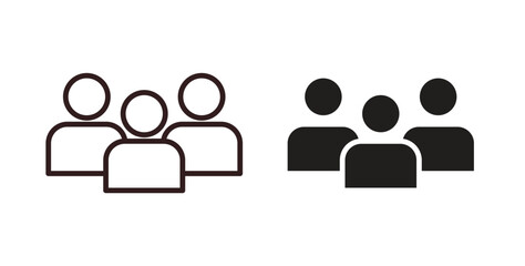 Community icons design is in black and white, line stock illustration