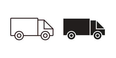 Delivery icons design is in black and white, line stock illustration