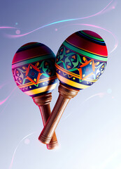 Vibrant Decorative Maracas on Gradient Background