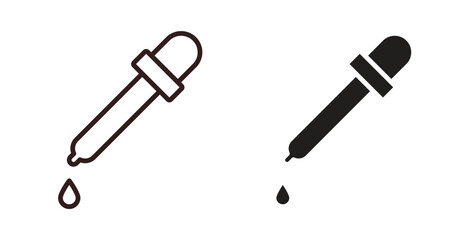 Dropper icons design is in black and white, line stock illustration