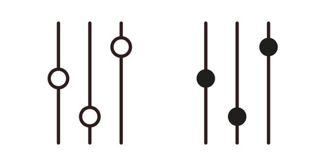 Equalizer icons design is in black and white, line stock illustration
