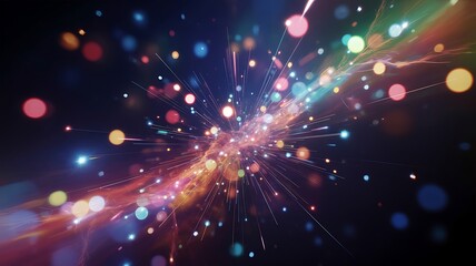 Colorful Cosmic Explosion with Bokeh Lights Keywords: abstract, explosion, cosmic, universe