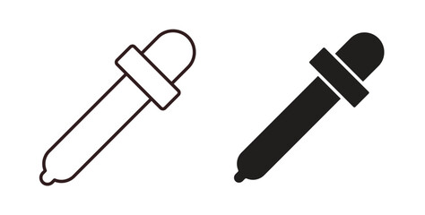 Eye dropper icons design is in black and white, line stock illustration
