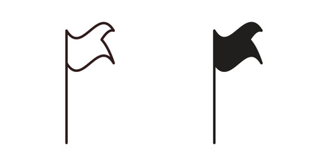 Flag icons design is in black and white, line stock illustration