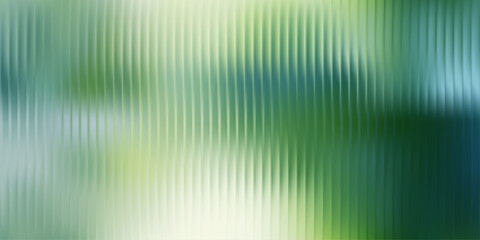 Vertical reeded glass texture, blurred green gradient background with fresh lime and teal hues behind ribbed surface, vector illustration