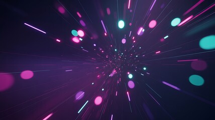 Neon Light Tunnel with Streaking Particles Keywords: abstract, tunnel, neon, light, streaks