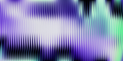 Vertical reeded glass texture, dark purple green gradient with linear distortion. Abstract ribbed prism background, vector illustration