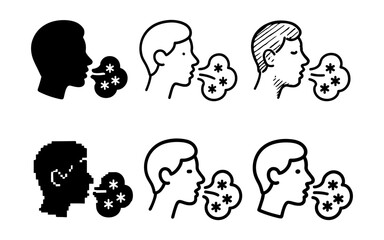 Diverse styles of people sneezing or coughing in different art techniques