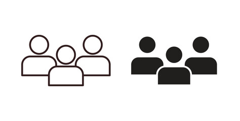 Group icons design is in black and white, line stock illustration
