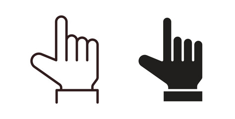 Hand pointer icons design is in black and white, line stock illustration