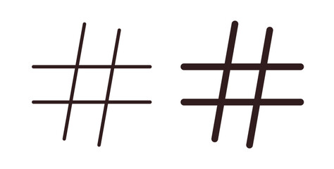 Hashtag icons design is in black and white, line stock illustration