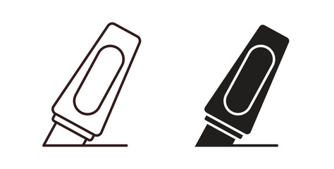 Highlighter icons design is in black and white, line stock illustration