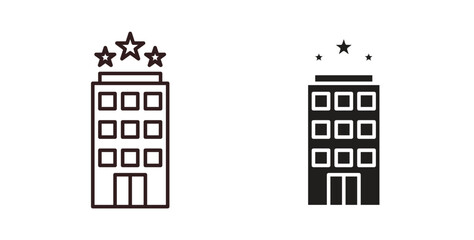 hotel icons design is in black and white, line stock illustration