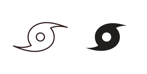 Hurricane icons design is in black and white, line stock illustration