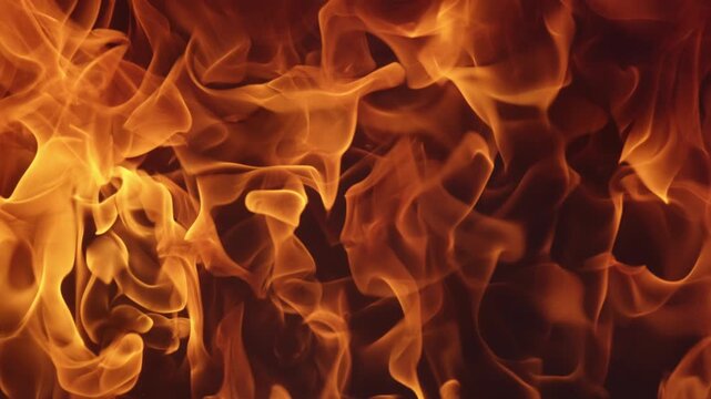 Burning hot fire flames in slow motion background