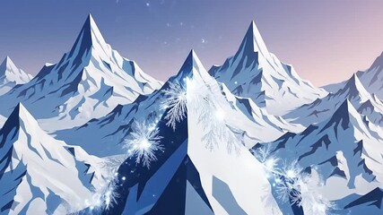 Pointed outlines shimmer gradually in a vector illustration animation of snowy mountains shaped by f 193