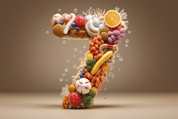 Creative number seven made of assorted foods