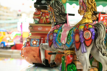 Decorated Carousel Horse At Seasonal Fair In Craiova