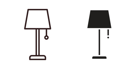 Lamp icons design is in black and white, line stock illustration