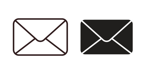 Mail icons design is in black and white, line stock illustration