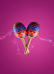 Traditional Latin Maracas with Ornamental Patterns