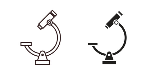 Microscope icons design is in black and white, line stock illustration