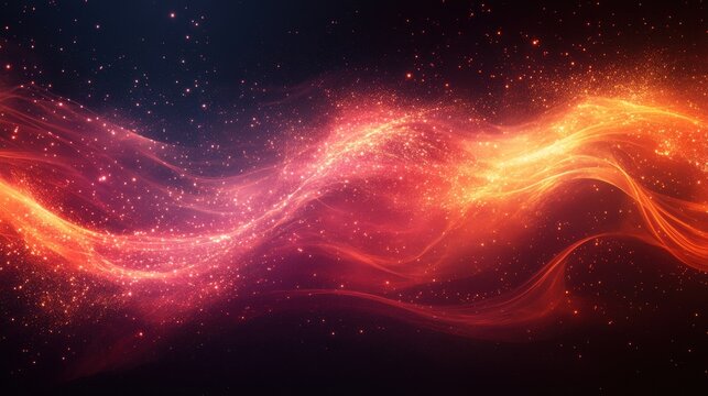A stunning visual of a vibrant nebula, featuring swirling red and orange hues against a dark backdrop. Evokes a sense of vastness and cosmic wonder, reminiscent of galaxies and comets.