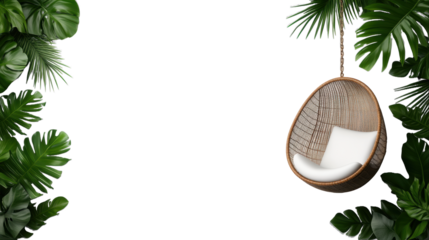 Cocoon Chair with Leaves on Transparent Background