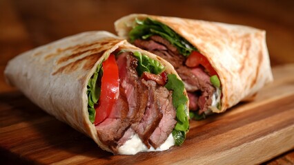 Delicious Grilled Steak Wrap with Fresh Vegetables