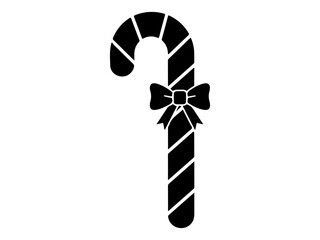 Christmas Candy Cane with Ribbon Bow Icon