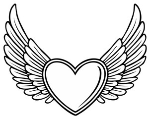 Naklejka premium Classic flying heart with wings tattoo style icon vector illustration