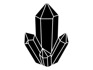 Black Silhouette Quartz Crystal Cluster Icon