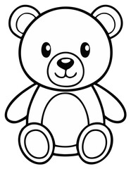 Fototapeta premium Cute cartoon teddy bear outline drawing for coloring books and children activities