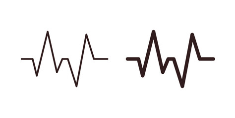 Pulse icons design is in black and white, line stock illustration