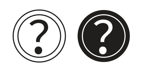 Question icons design is in black and white, line stock illustration