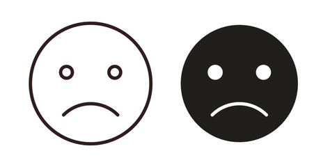 Sad icons design is in black and white, line stock illustration