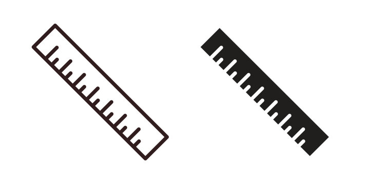 Ruler icons design is in black and white, line stock illustration
