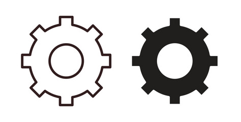 Settings button icons design is in black and white, line stock illustration