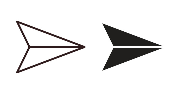 Send icons design is in black and white, line stock illustration