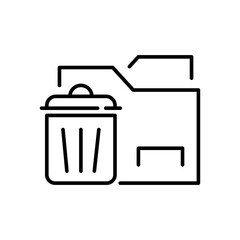 Trash bin vector icon. editable line icon, outline waste symbol, and recycling sign
