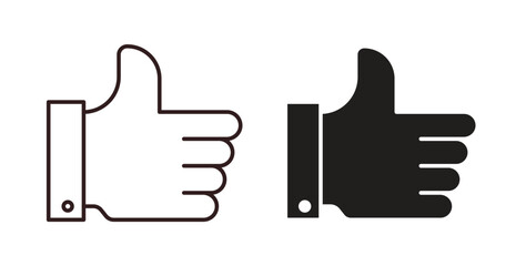 Thumb icons design is in black and white, line stock illustration