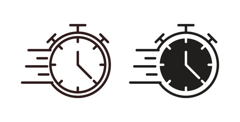 Time fast icons design is in black and white, line stock illustration